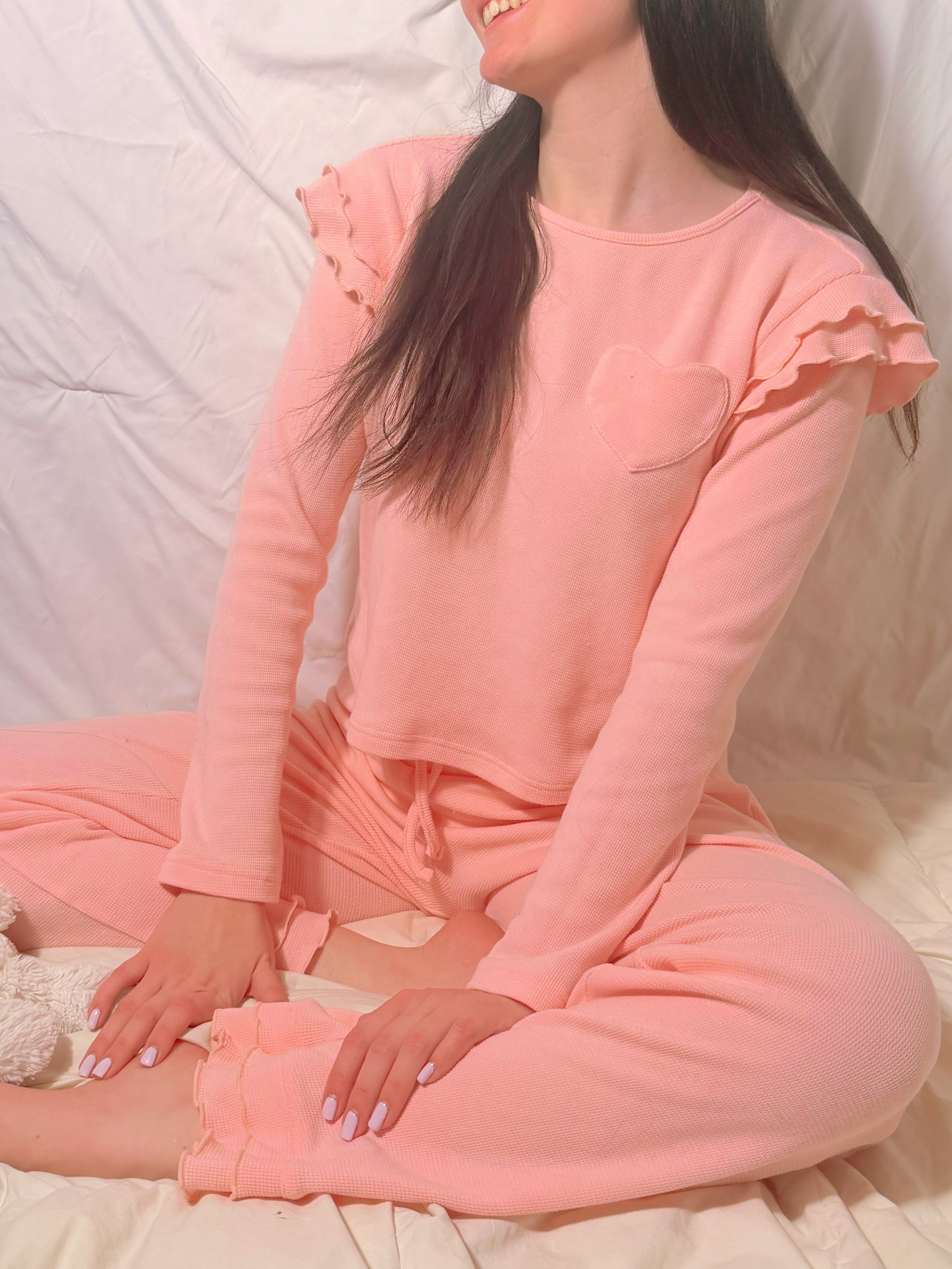 Peony Waffle Set Ruffle Pant (PREORDER)